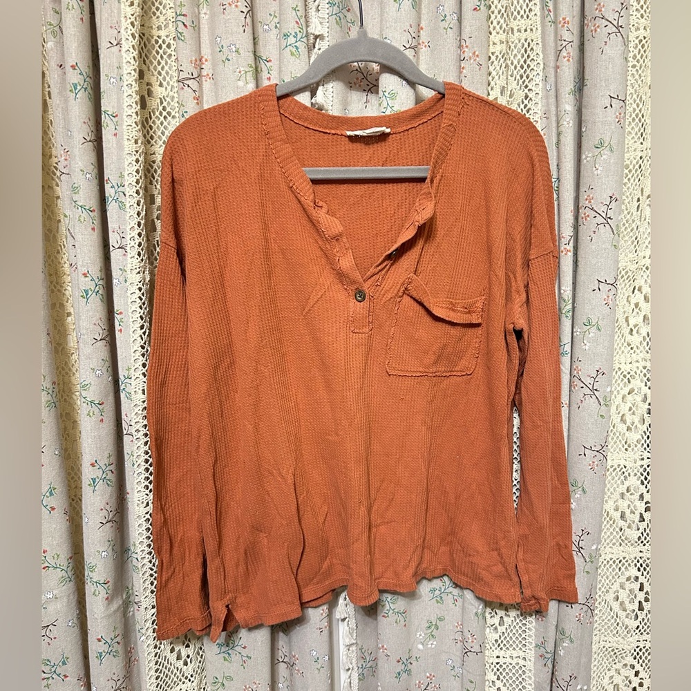 3/$30 Madewell Burnt Orange Waffle‎ Henley Small
